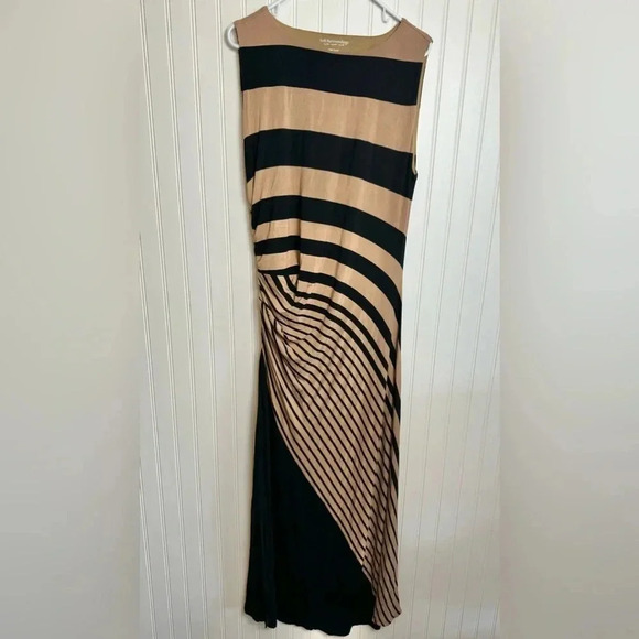 Soft Surroundings Black Tan Stripe Sleeveless Maxi Dress "Here To Infinity" F34 - Picture 3 of 6